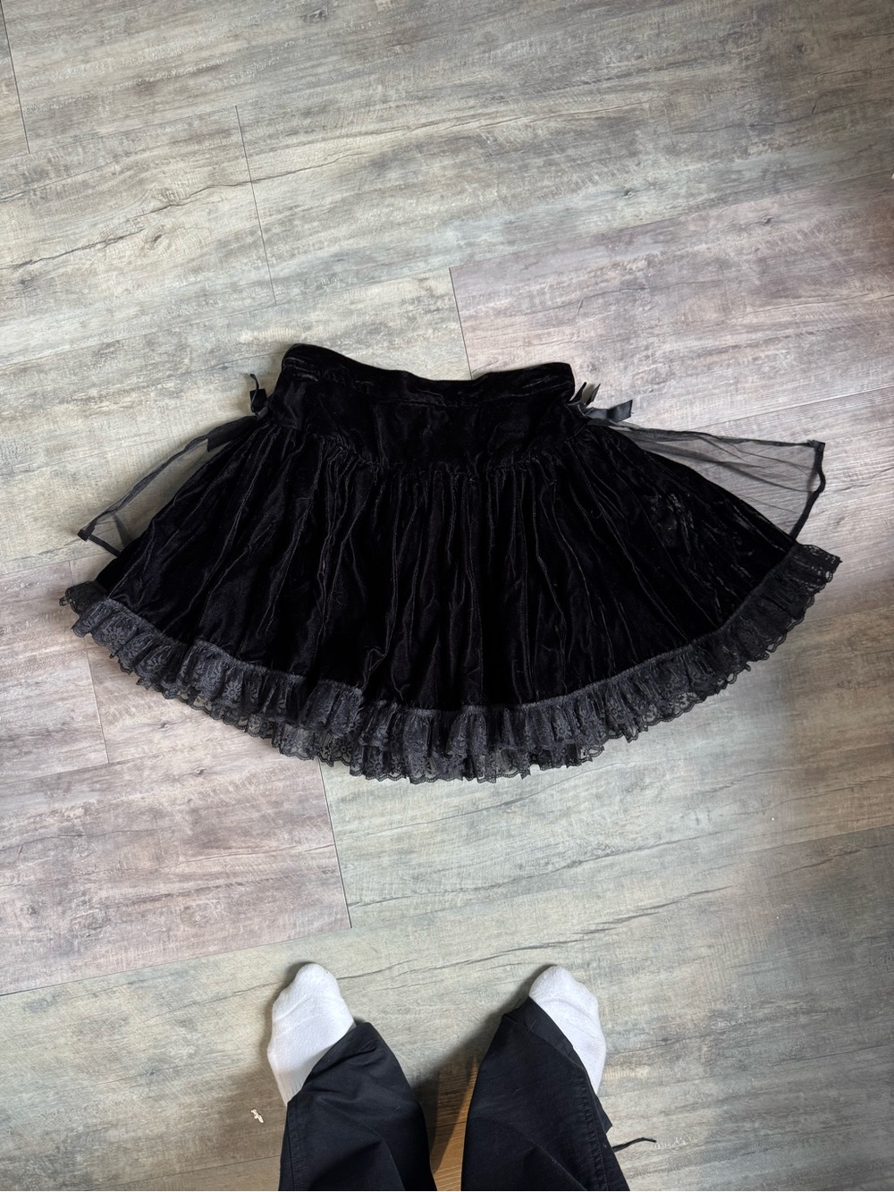 Jeannie Nitro Gothic Black Velvet Layered Ruffle Skirt